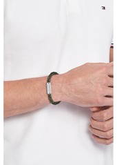 Tommy Hilfiger Men's Braided Green Suede Leather Bracelet - Green