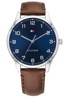 Tommy Hilfiger Men's Brown Leather Strap Watch 44mm, Created for Macy's