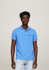 Tommy Hilfiger Men's Bubble Stitch Contrast Global Stripe Short Sleeve Polo Shirt - Calico