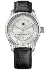 Tommy Hilfiger Men's Casual Sport Black Leather Strap Watch 42mm, Created for Macy's