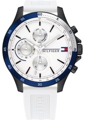 Tommy Hilfiger Men's Chronograph White Silicone Strap Watch 46mm, Created for Macy's