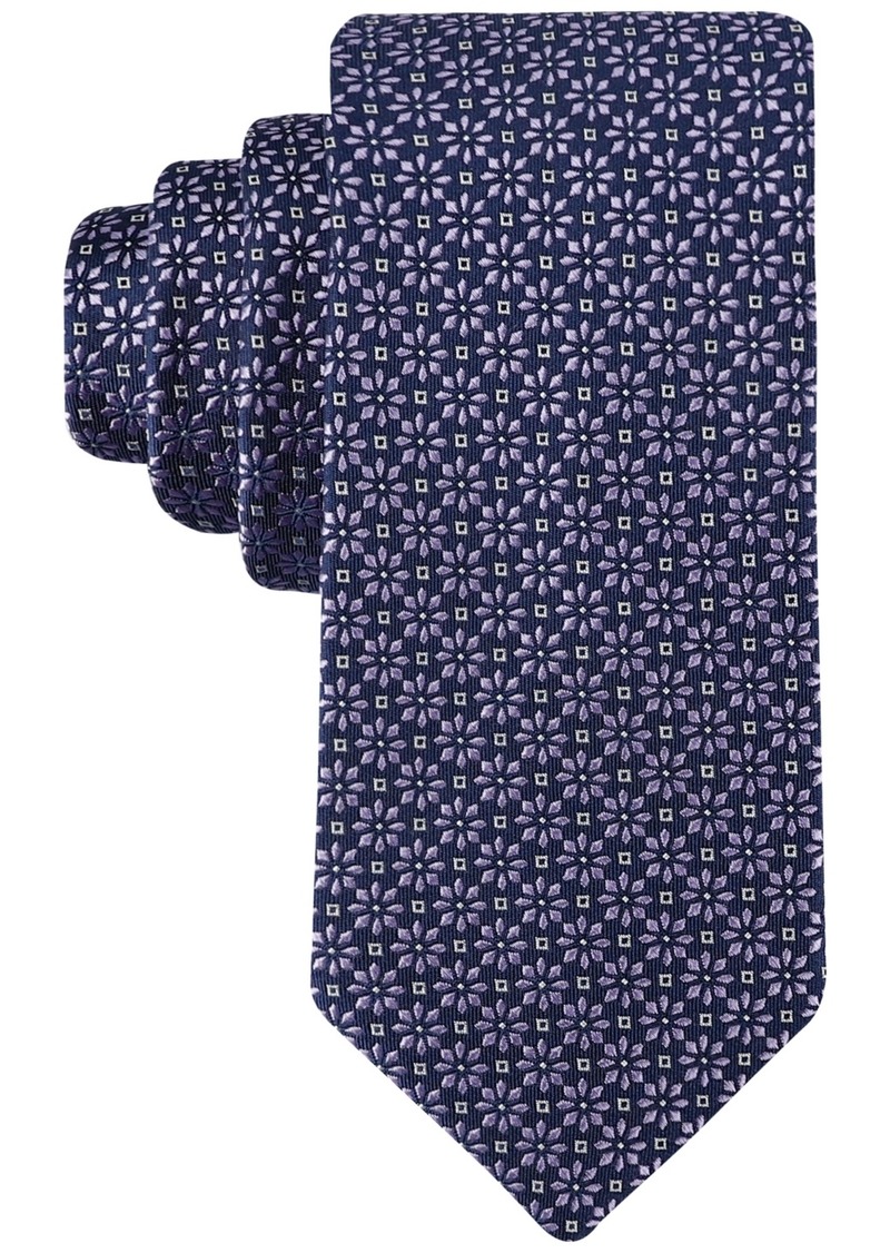 Tommy Hilfiger Men's Classic Daisy Medallion Neat Tie - Navy/purple