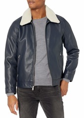Tommy Hilfiger Men's Classic Faux Leather Jacket with Removable Sherpa Collar