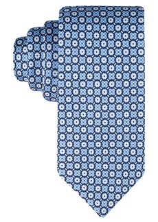 Tommy Hilfiger Men's Classic Floral Geometric Silk Tie - Blue