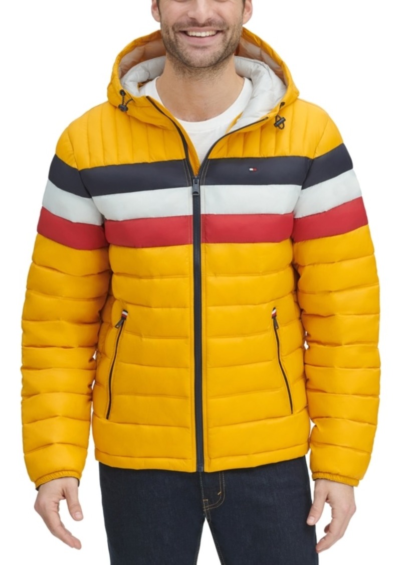 men's color block hooded ski coat