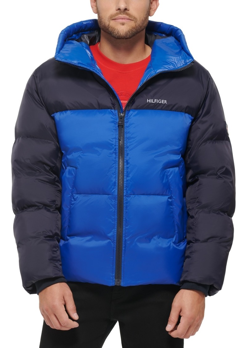 Tommy Hilfiger Men's Colorblock Performance Hooded Puffer Jacket - Royal Combo