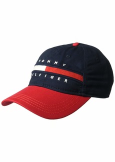 Tommy Hilfiger Men's Cotton Avery Adjustable Baseball Cap Navy Blazer/Racing red O/S
