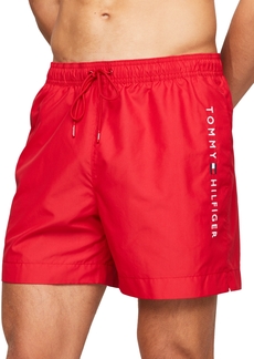 "Tommy Hilfiger Men's Drawstring Logo 7"" Swim Trunks - Primary Red"