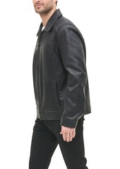 Tommy Hilfiger Men's Faux Leather Laydown Collar Jacket - Black