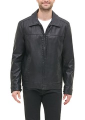 Tommy Hilfiger Men's Faux Leather Laydown Collar Jacket - Black