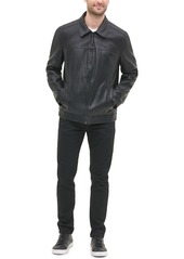 Tommy Hilfiger Men's Faux Leather Laydown Collar Jacket - Black