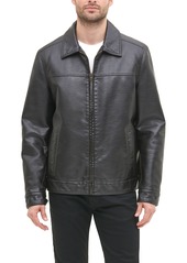 Tommy Hilfiger Men's Faux Leather Laydown Collar Jacket - Black