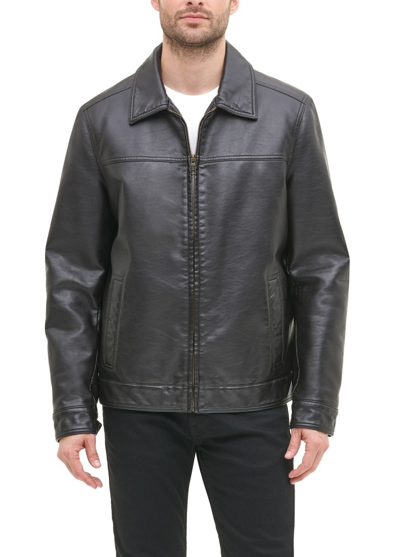 Tommy Hilfiger Men's Faux Leather Laydown Collar Jacket - Dark Brown
