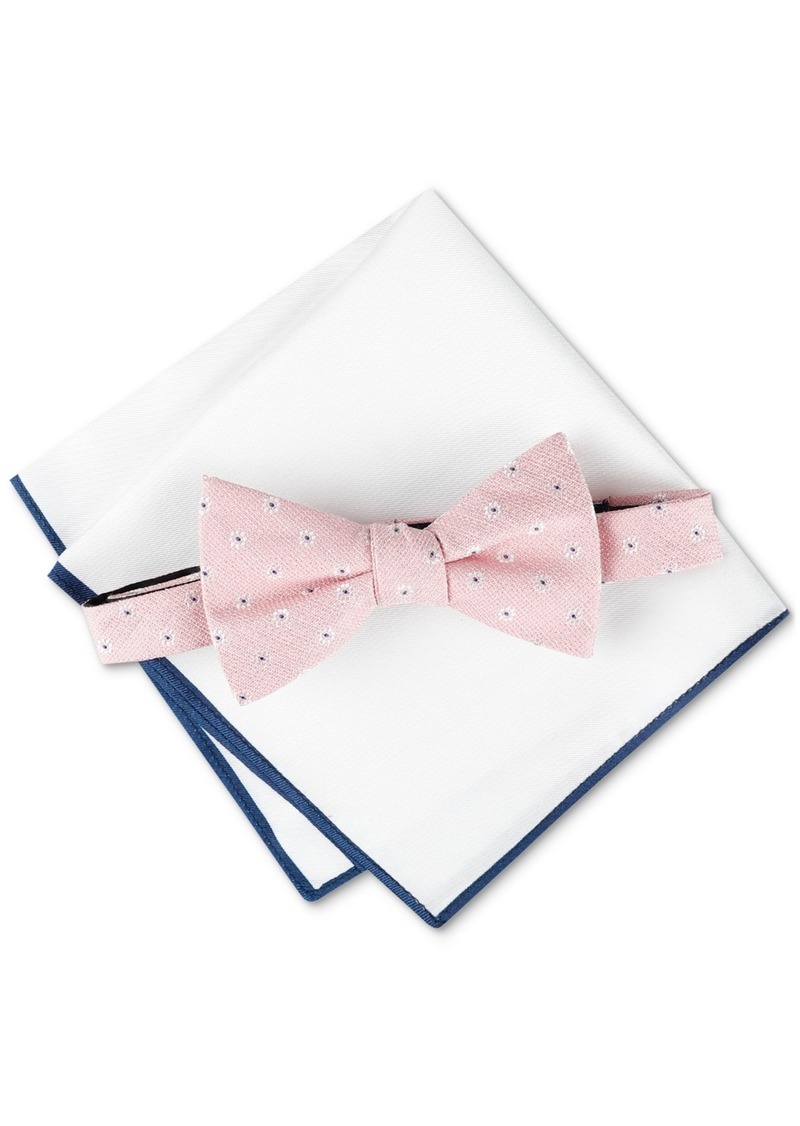 Tommy Hilfiger Men's Floral Bow Tie & Solid Pocket Square Set - Pink