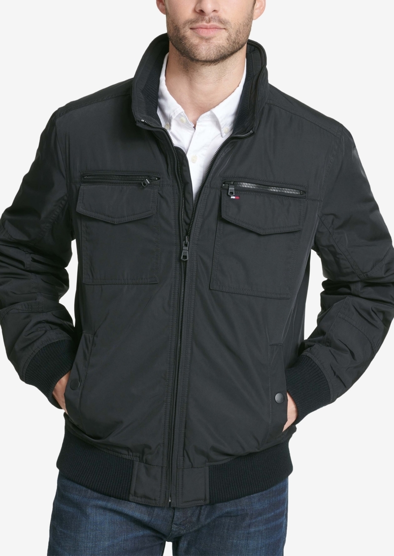 tommy hilfiger black classic performance modern fit bomber jacket