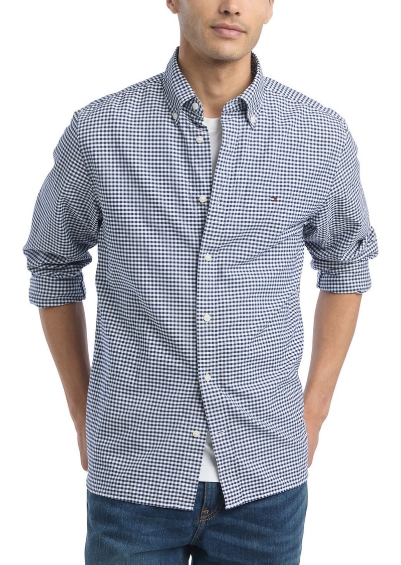 Tommy Hilfiger Men's Gingham Long Sleeve Button-Down Oxford Shirt - Desert Sky