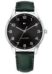 Tommy Hilfiger Men's Green Leather Strap Watch 44mm