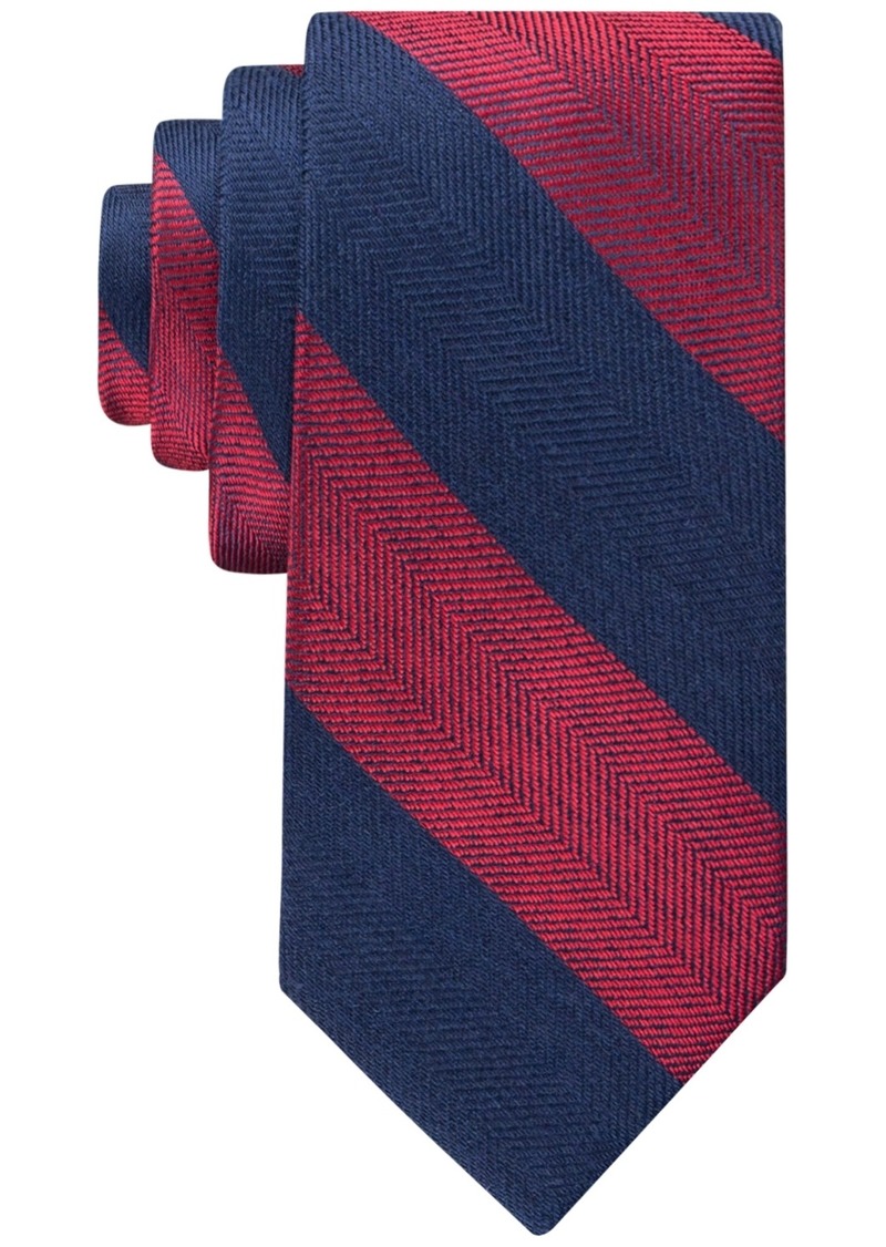 Tommy Hilfiger Men's Herringbone Stripe Tie - Navy Red