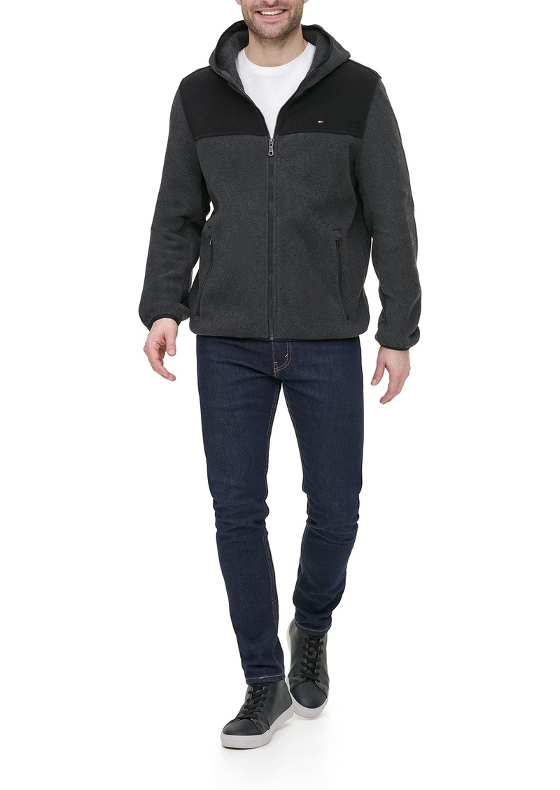 Tommy Hilfiger Men's Hooded Performance Fleece Jacket black/charcoal