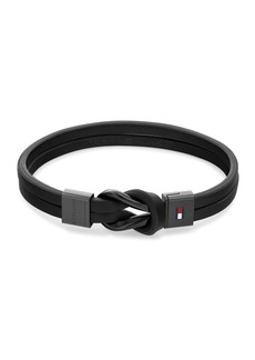 Tommy Hilfiger Men's Leather Bracelet - Black