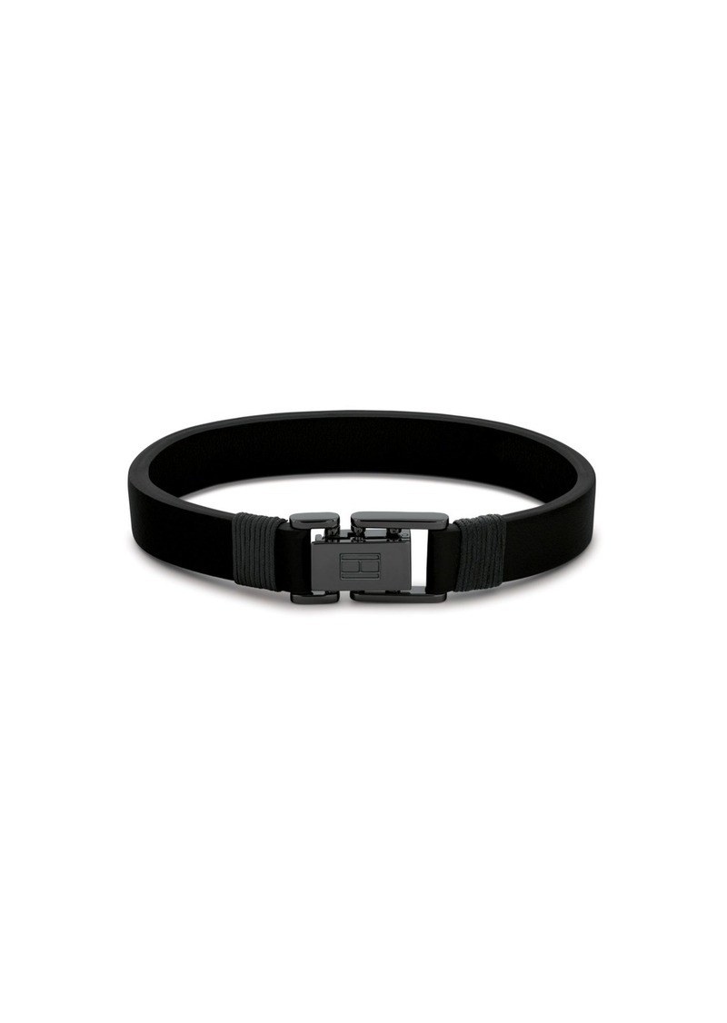 Tommy Hilfiger Men's Leather Bracelet - Black