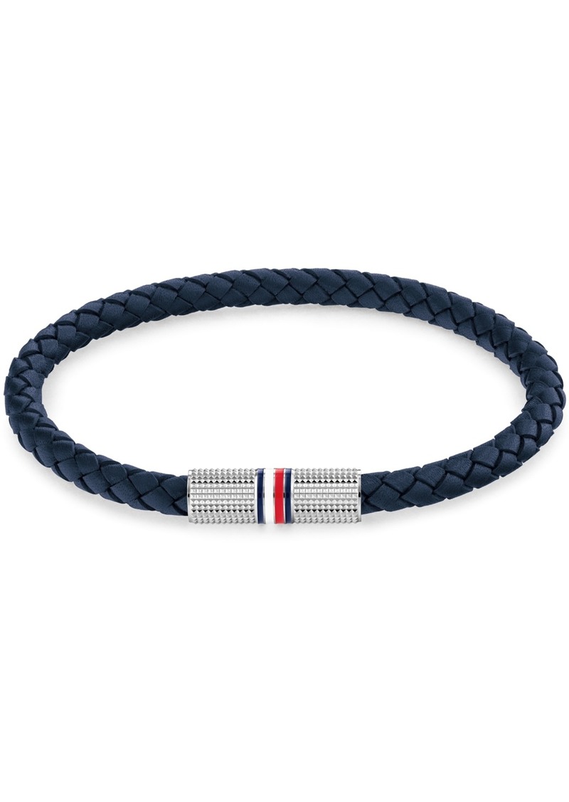 Tommy Hilfiger Men's Leather Braided Bracelet - Navy