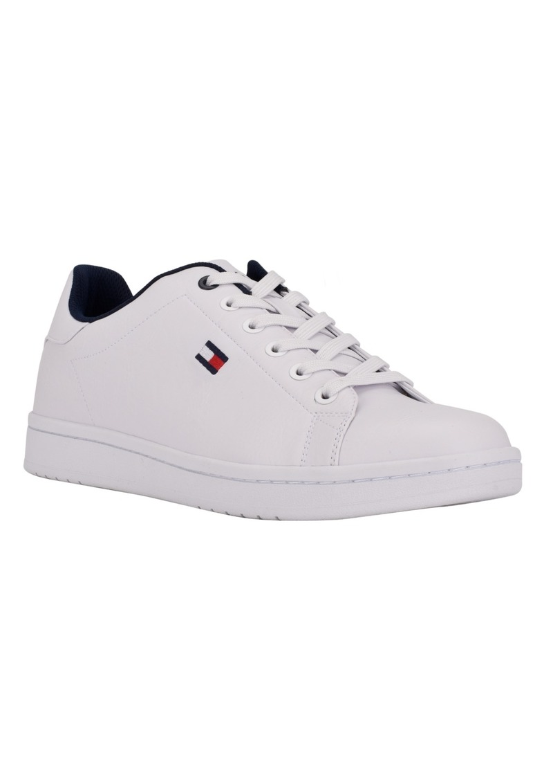 Tommy Hilfiger Men's Lendar Flag Logo Lace Up Sneakers - White, Navy Multi