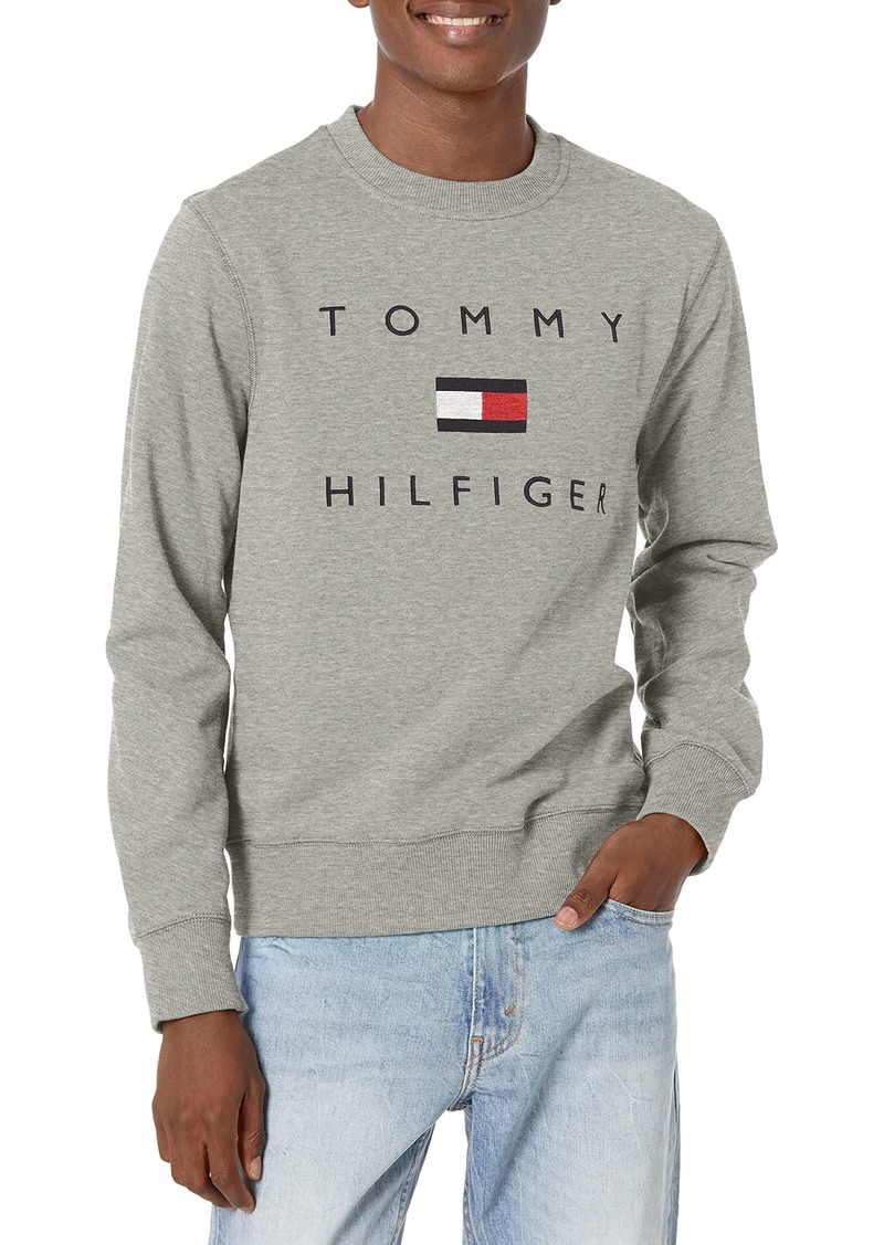 Tommy Hilfiger Men's Logo Crewneck Sweatshirt GREY HEATHER XL