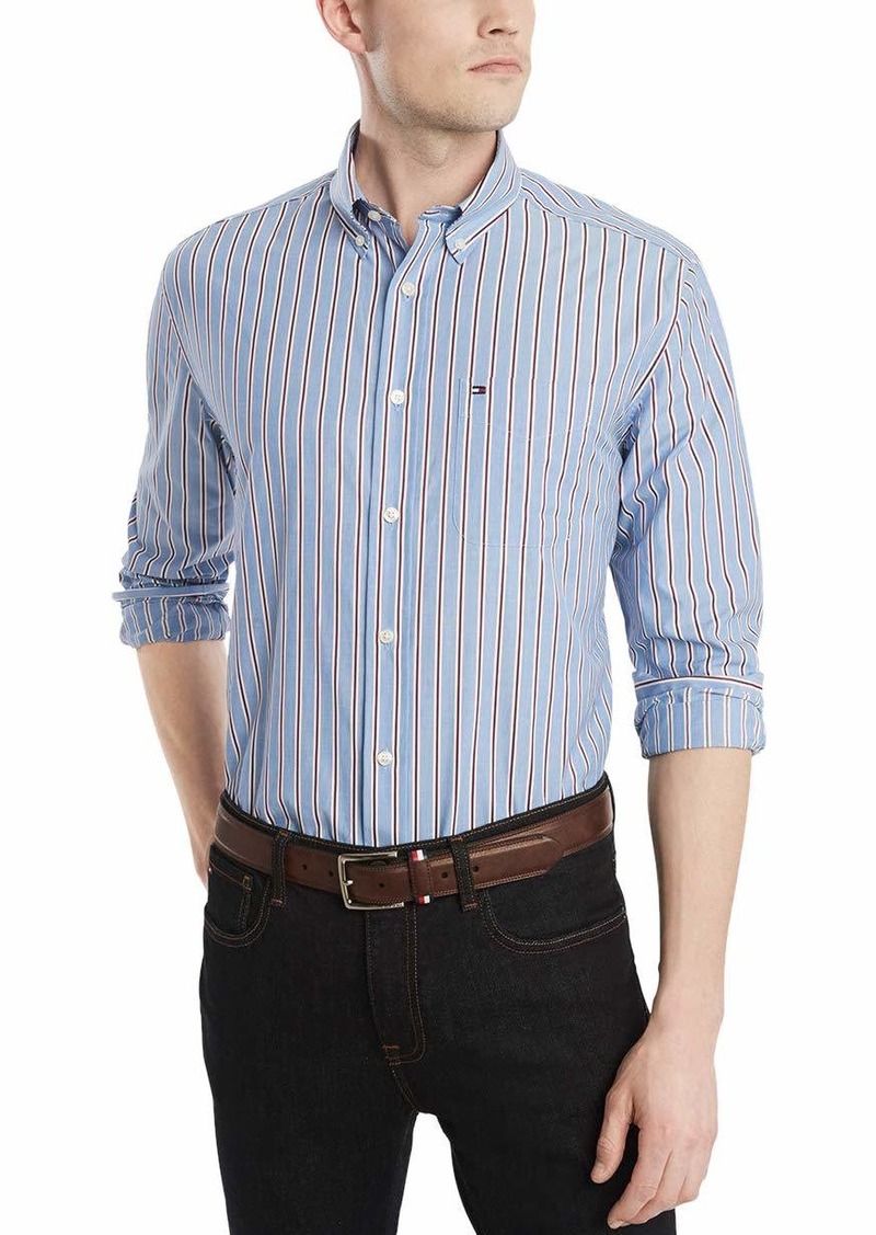 tommy hilfiger men's long sleeve button down shirts