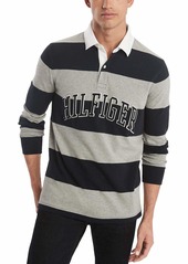 Tommy Hilfiger Men's Long Sleeve Rubgy Stripe Polo Shirt in Custom Fit