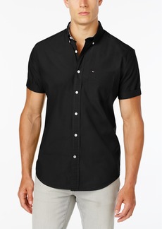 Tommy Hilfiger Men's Big & Tall Maxwell Short-Sleeve Button-Down Shirt - Black