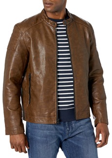 Karl Lagerfeld Paris Men's Faux Leather Military Jacket  M