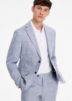 Tommy Hilfiger Men's Modern-Fit Blue Plaid Linen Suit Separate Jacket - Blue/white Plaid