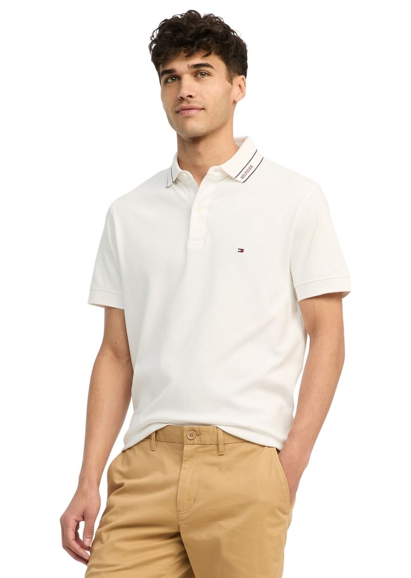 Tommy Hilfiger Men's Monotype Interlock Cotton Short Sleeve Polo Shirt - White