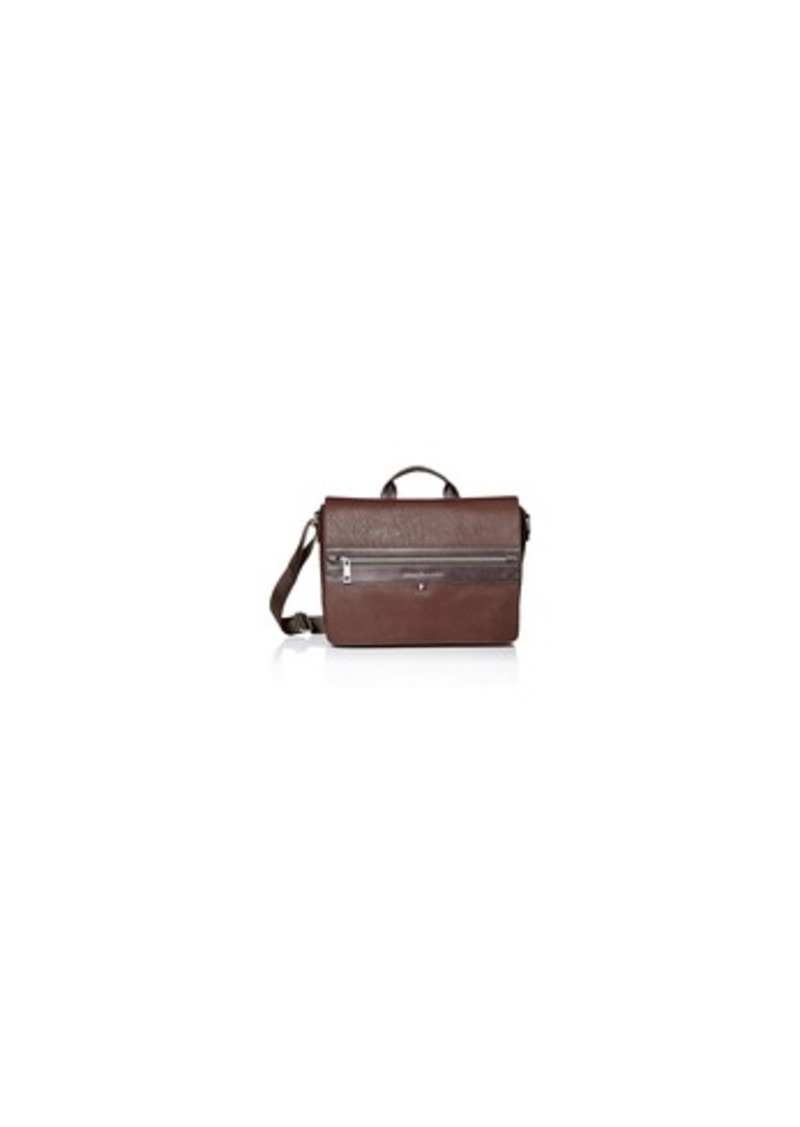 Tommy Hilfiger Men's Pebble Faux-Leather Leo Messenger Bag - Brown