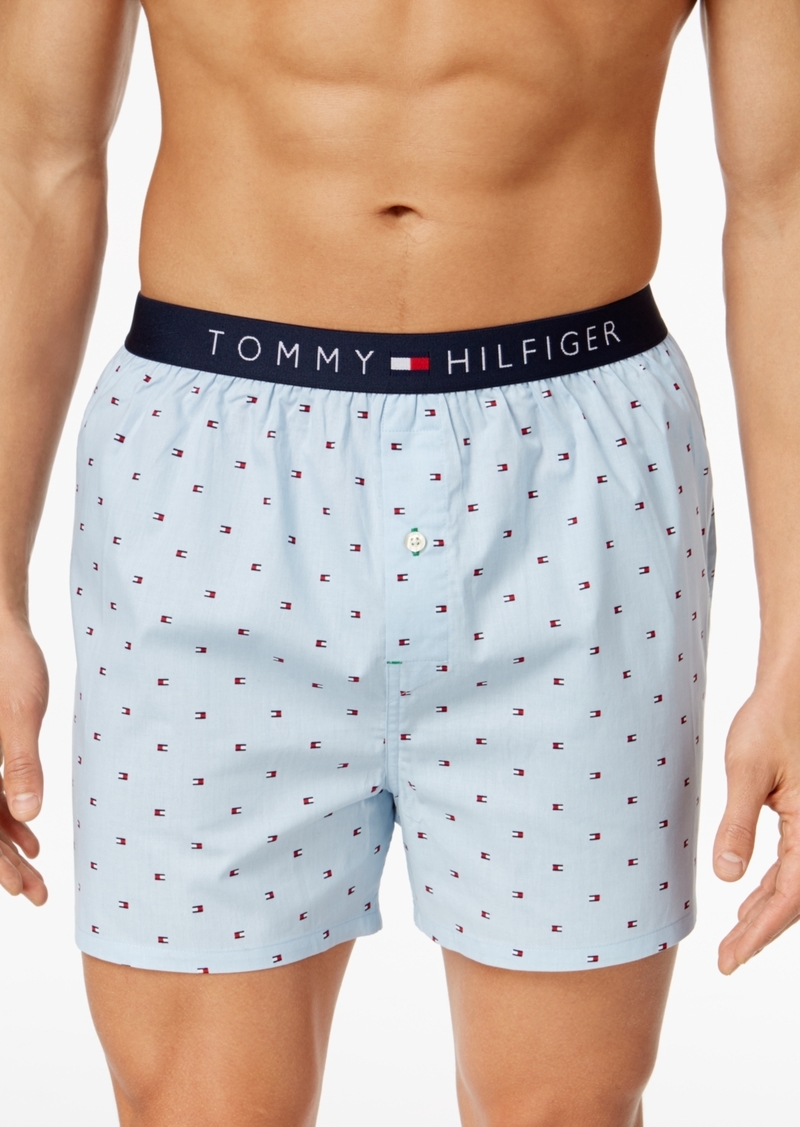 Tommy Hilfiger Men's Flag Logo Printed Cotton Boxers - Ice Blue