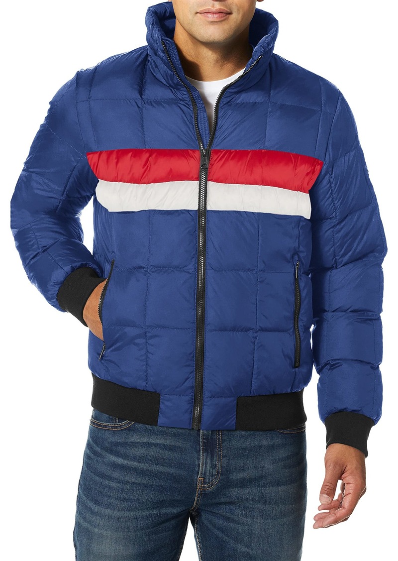 Tommy Hilfiger Men's Quilted Bomber Hoody Color Block deep blue/white