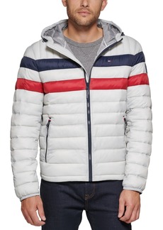Tommy Hilfiger Men's Quilted Color Blocked Hooded Puffer Jacket - Ice Combo