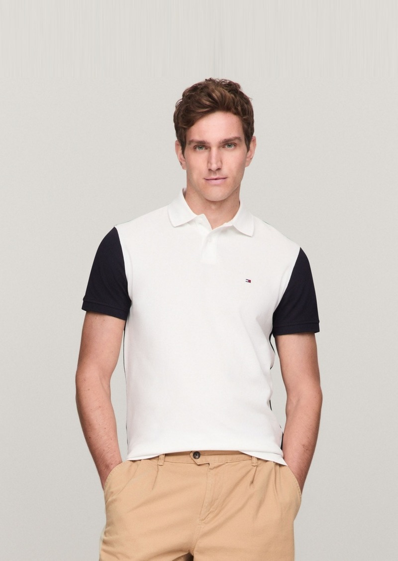 Tommy Hilfiger Men's Regular-Fit Back Flag Polo Shirt - Ecru / Desert Sky