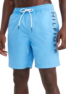 "Tommy Hilfiger Men's Regular-Fit Logo-Print 7"" Swim Trunks - Sleepy Blue"