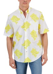 Tommy Hilfiger Men's Relaxed Fit Monogram Print Short Sleeve Button Front Shirt - Vivid Yellow