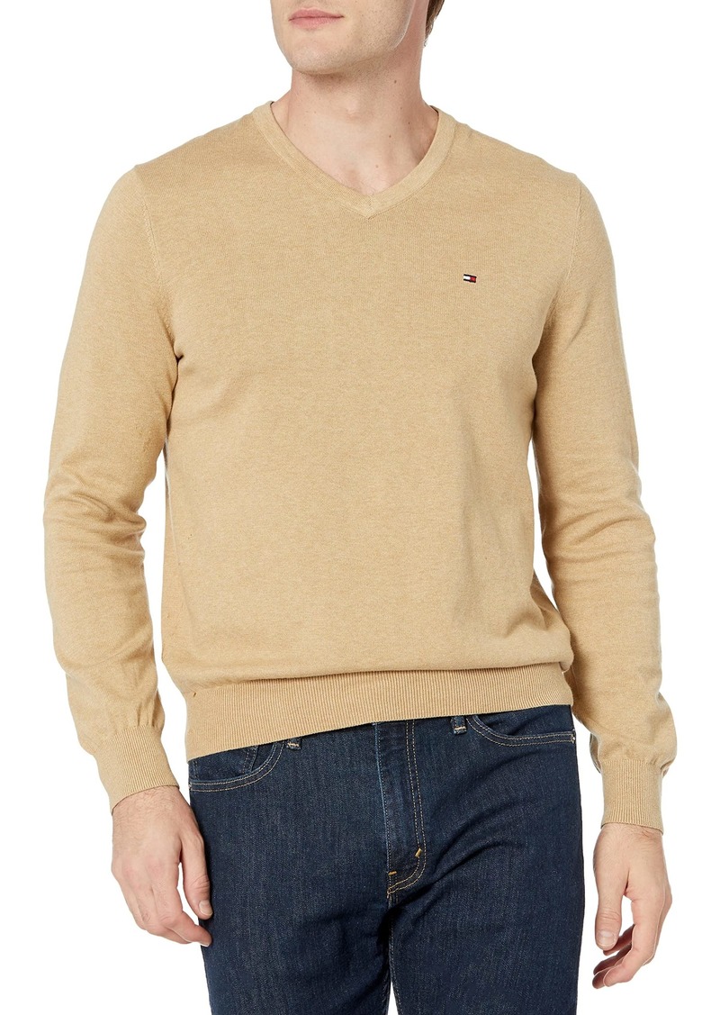 Tommy Hilfiger mens Essential Long Sleeve Cotton V-neck Pullover Sweater   US