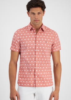 Tommy Hilfiger Men's Slim-Fit Short Sleeve Button-Front Palm Print Shirt - Teaberry Blossom