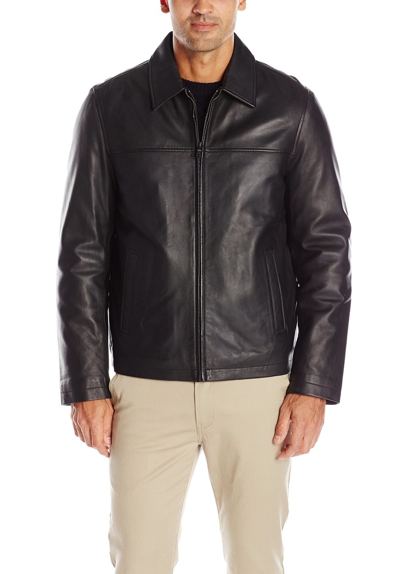 Tommy Hilfiger Mens Smooth Lamb Touch Faux Leather Classic Laydown Collar James Dean Jacket