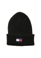 Tommy Hilfiger Men's Solid Shaker Cuff Hat with Ghost Patch - Black