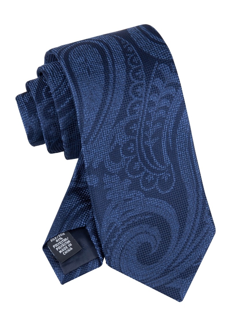 Tommy Hilfiger Men's Textured Exploded Paisley Tie - Navy