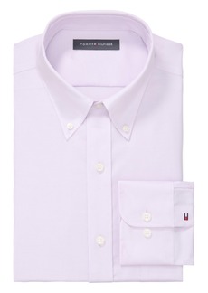 Tommy Hilfiger Men's Th Flex Regular Fit Wrinkle Resistant Stretch Pinpoint Oxford Dress Shirt - Lavender