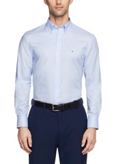 Tommy Hilfiger Men's Flex Slim Fit Wrinkle Free Stretch Pinpoint Oxford Dress Shirt - Light Blue
