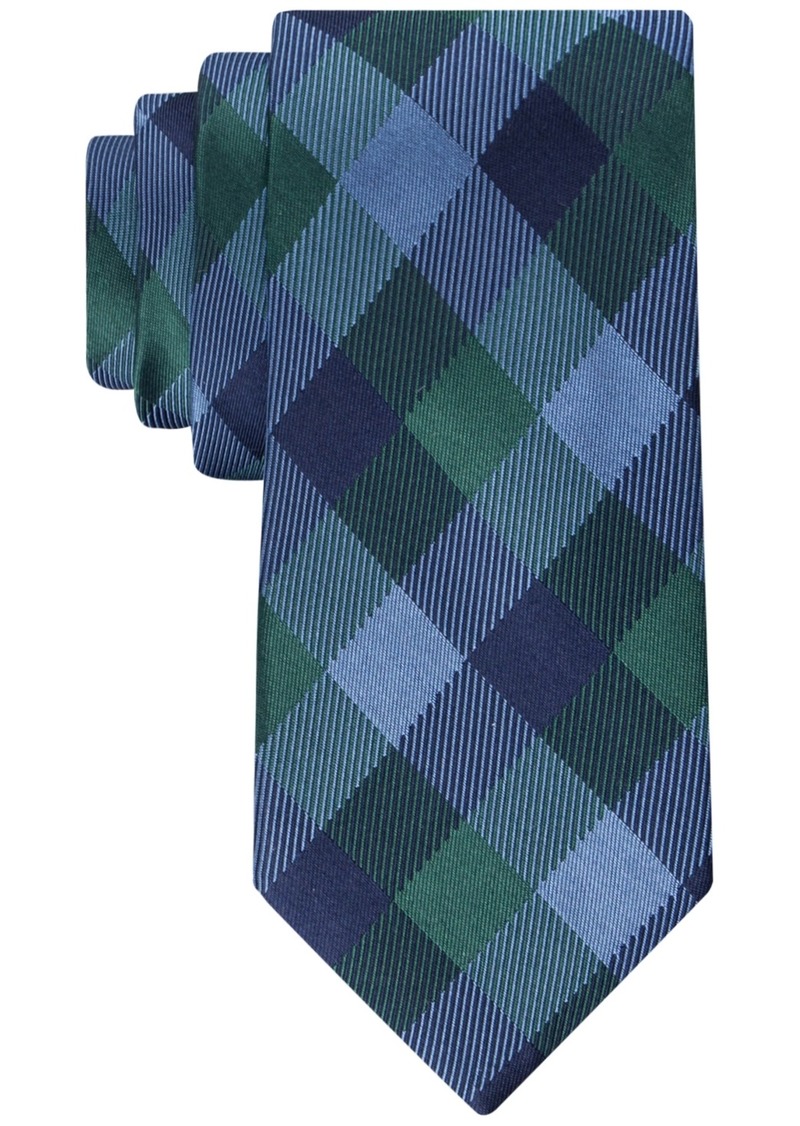 Tommy Hilfiger Men's Tonal Buffalo Check Tie - Navy Green