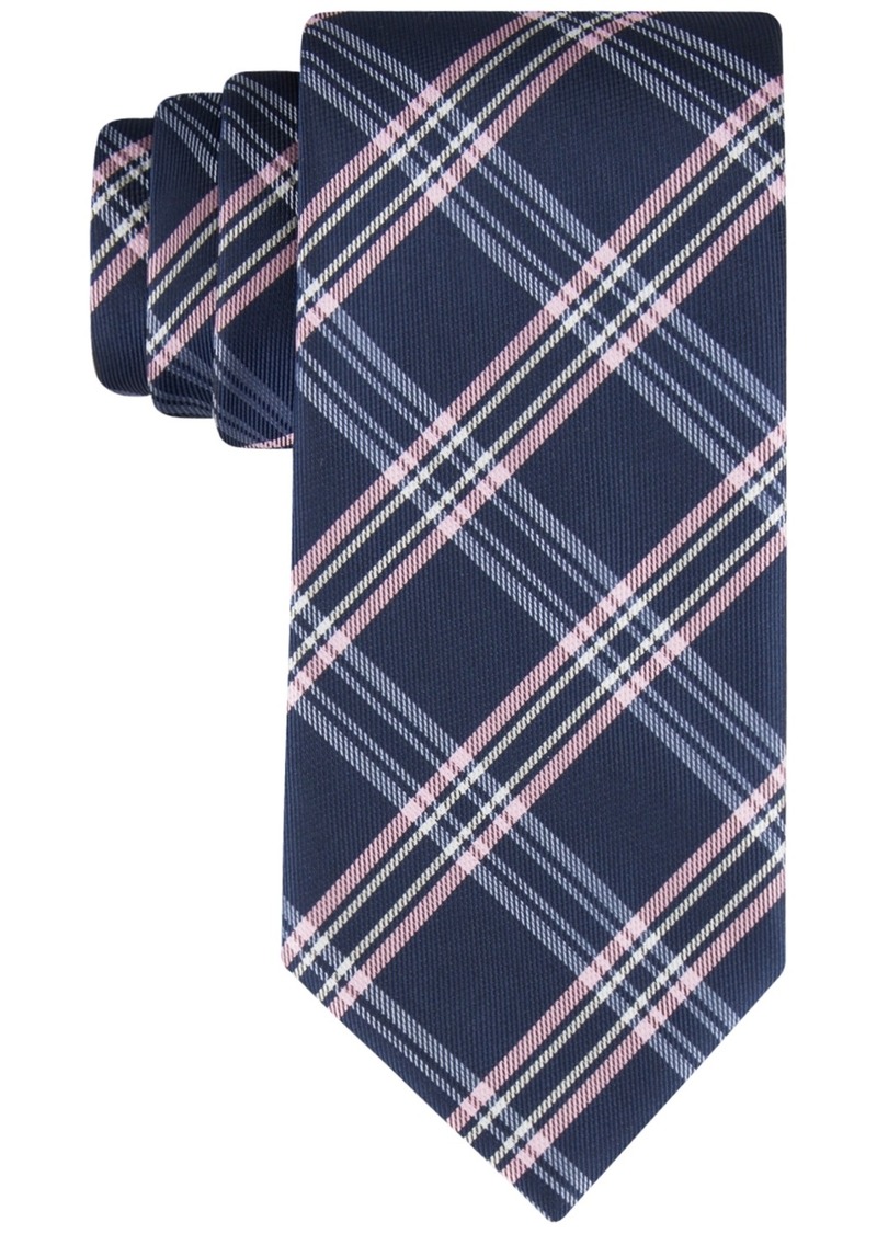 Tommy Hilfiger Men's Twill Plaid Tie - Navy/pink